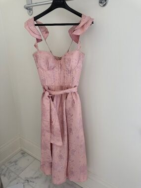 V. Chapman Veronica Pink Windsor Brocade Corset Dress Size 4